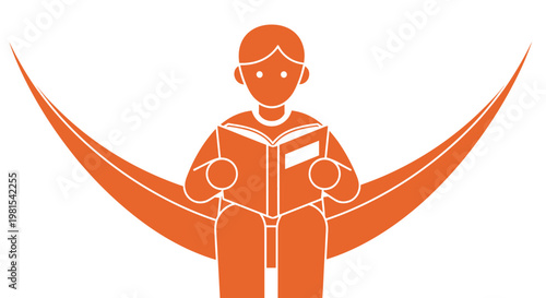 Man with wings holding book.