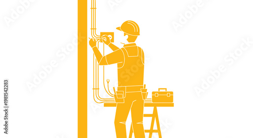 Man working on electrical panel.