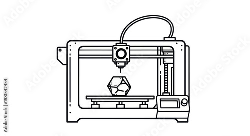 3D Printer Creating Geometric Object