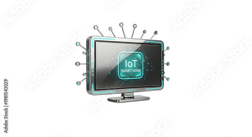 Smart Home IoT Device with Digital Screen and Connected Technology
