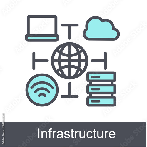 Infrastructure Blue Vector Icon On White Background
