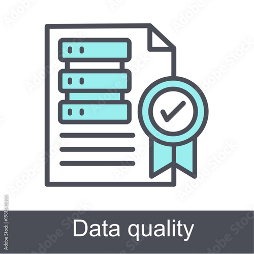 Data Quality Blue Vector Icon On White Background
