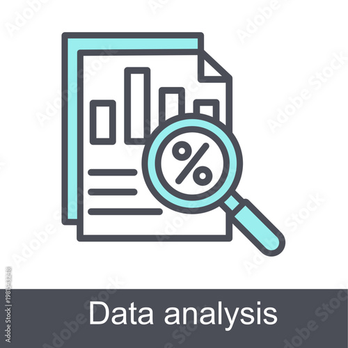 Data Analysis Blue Vector Icon On White Background
