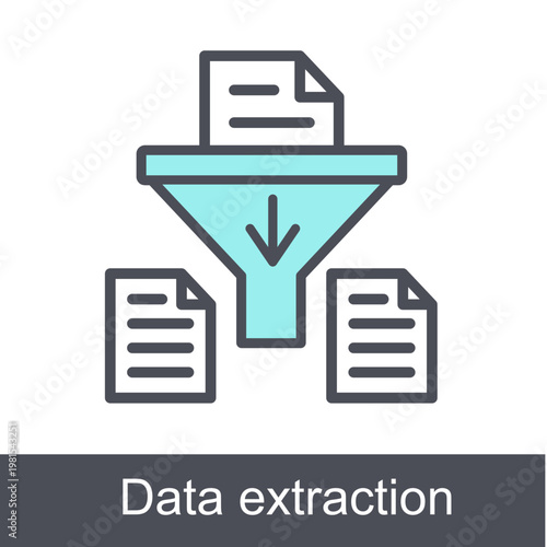 Data Extraction Blue Vector Icon On White Background
