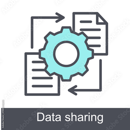 Data Sharing Blue Vector Icon On White Background
