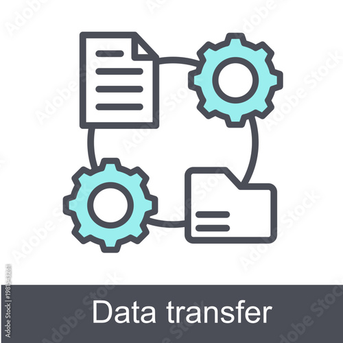 Data Transfer Blue Vector Icon On White Background
