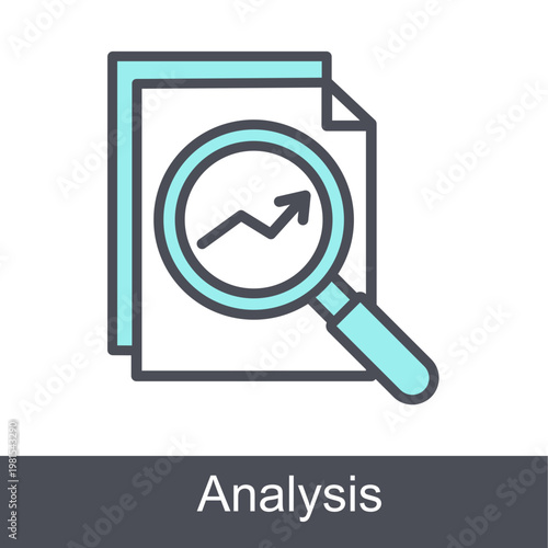 Analysis Blue Vector Icon On White Background
