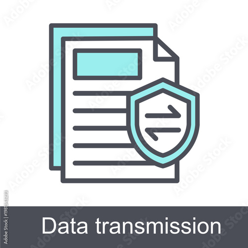 Data Transmission Blue Vector Icon On White Background
