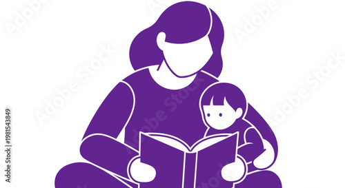 Mother Reading to Little Child.