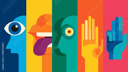 Abstract Vector Illustration of Human Senses and Perception