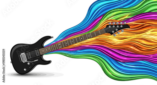 Electric Guitar Emits Colorful Flames on Stage