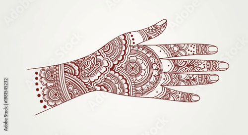Intricate henna design on alevidhanu woman's hand for wedding