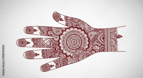 Alefidhanu traditional Indian henna design on a woman's left hand