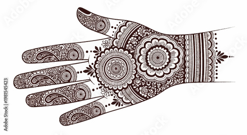 Tableau sur toile Intricate alevidhanu henna designs adorn a hand with floral patterns and ornate details