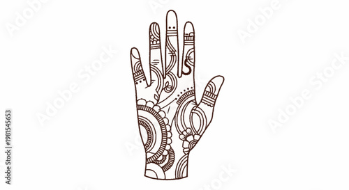Alemere alevidhanu hand shows decorative palm with fingers up in air