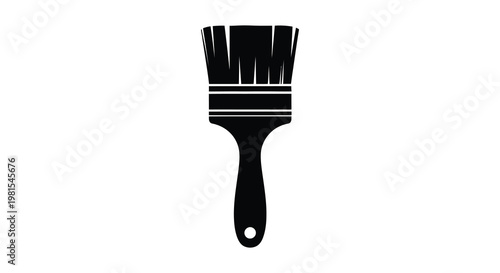 A simple black silhouette of a paintbrush showcasing its distinct form silhouette