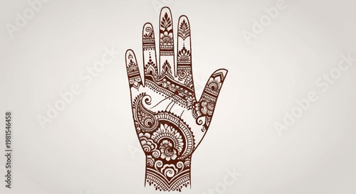 Alefvidhanu traditional Indian hand adorned with intricate henna designs on fingers