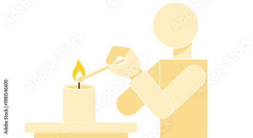 Person Lighting a Candle.