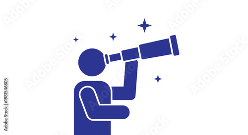 Person Looking Through Telescope.