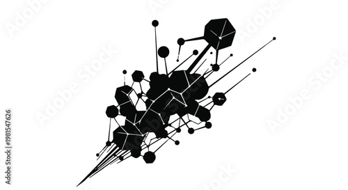 Abstract network graphic connects geometric nodes and lines to represent complex digital data flow.