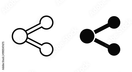 Versatile social media share icon set in outline and solid black styles, ideal for web developers and UI designers creating modern digital interfaces and communication platforms.