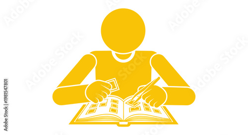 Person reading a book.