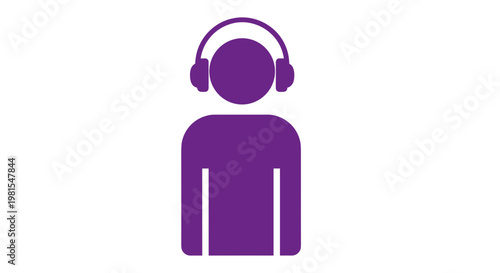 Person Wearing Headphones Silhouette Icon.