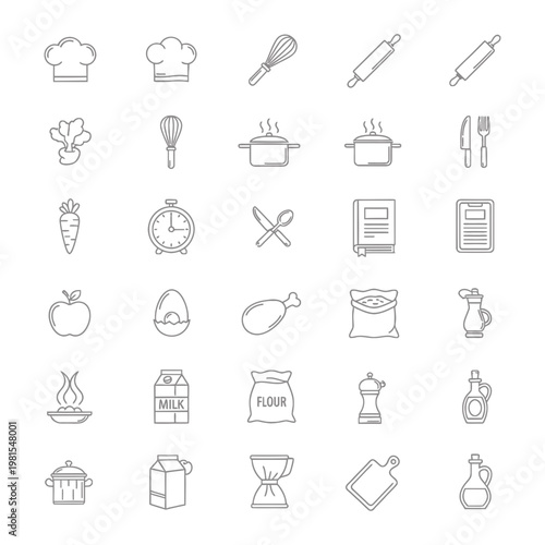 Cooking and kitchen utensil icons collection