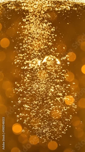 Champagne pouring with sparkling bubbles