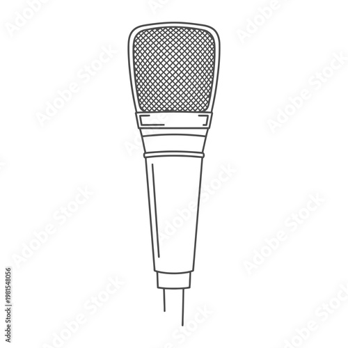 Studio microphone line art with microphone stand