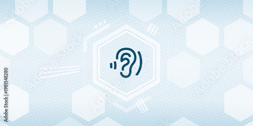 Hearing Impairment and Deaf Awareness Vector Icon on Abstract Digital Background for Medical Care and Accessibility Solutions