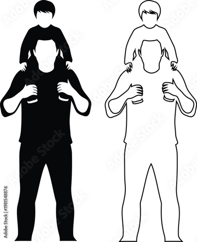 Two People Carrying Another Person Piggyback Style Illustration