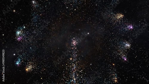 Magical Cosmic Explosion - Golden Particle Burst and Supernova Light Flare in Space
