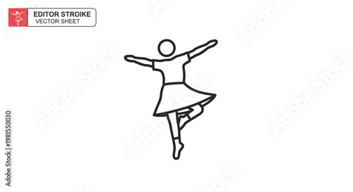 Simple Line Art Icon of a Dancer in Motion