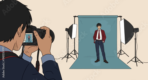 Photographer Captures Professional Portrait of Man in Studio with Lighting