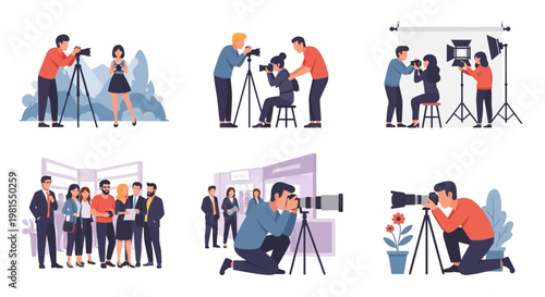 Photography Studio and Event Scenes: Professional Shoots, Portraits, and Conferences