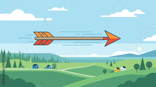 Lag BaOmer celebration features an arrow flying over a green landscape