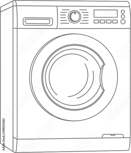 Modern washing machine with digital display and control panel