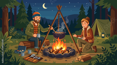 Friends celebrate Lag BaOmer with camping and cooking outdoors