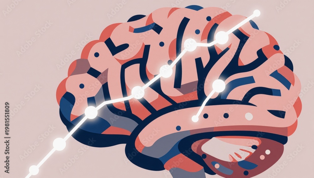 Obraz premium Stylized brain illustration with glowing connections representing neural network and ideas