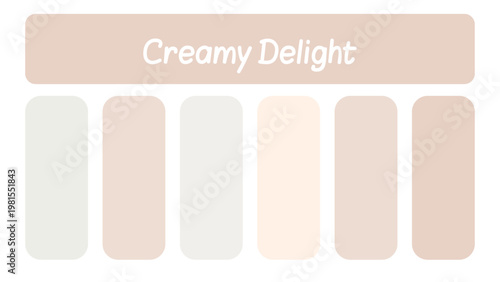 Creamy Delight Beige Color Palette for Modern Interior Branding. Soft neutral earth tones collection featuring warm sand and pastel nude shades for elegant graphic design projects.
