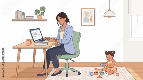 Remote Work and Work Life Balance Concept Vector