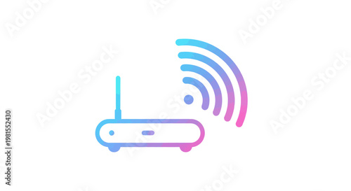 Wireless Router Icon with WiFi Signal Waves - Gradient Colors