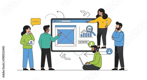 Teamwork and collaboration in a modern office setting, presenting business strategy.