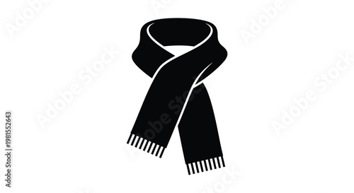 A black scarf displayed elegantly with a flowing form a striking silhouette