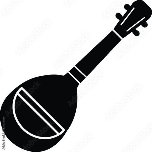 Foto dotara musical instrument silhouette vector art illustration, black and white de