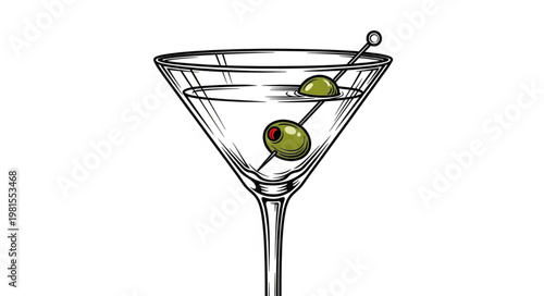Elegant Martini Cocktail with Olive Garnish in a Classic Glass.