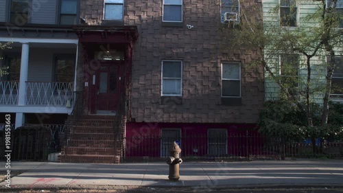 Handheld shot of an apartment building in Greenpoint, Brooklyn