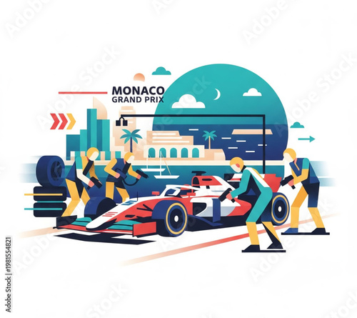 A cartoon vector illustration of a red London bus and a classic taxi navigating a city street filled with cars and historic buildings under a clear blue sky