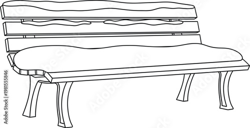 Detailed illustration of a modern bench with cushioned seat and backrest